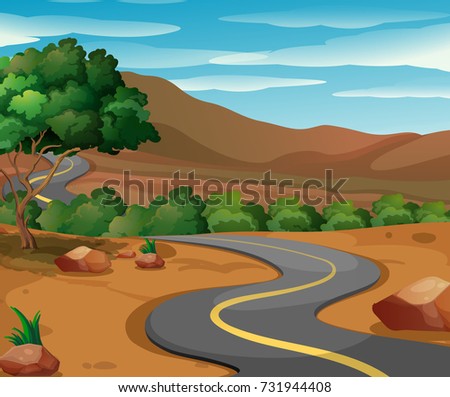 Road in the countryside illustration