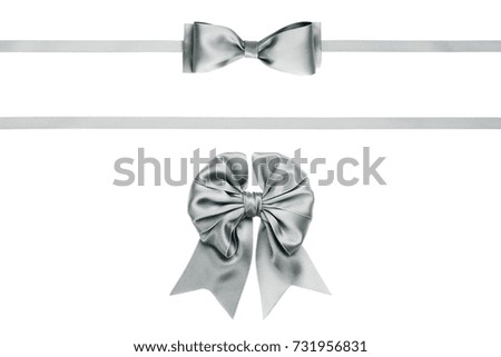 Different bows and ribbon for creating gift wrapping on white background