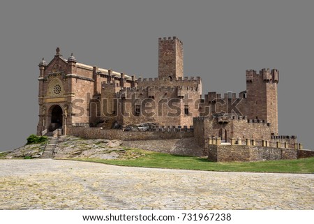 Medieval Spanish castle on isolated background.