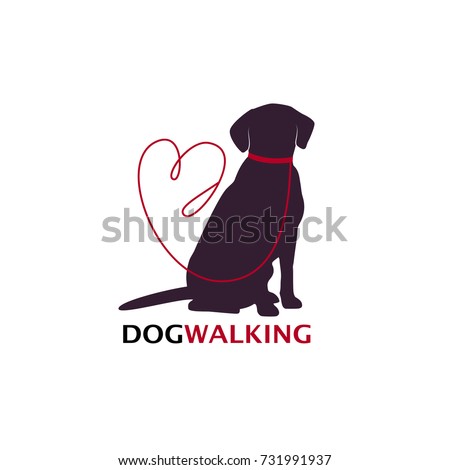 Dog walking logo template with sitting dog silhouette. Vector Illustration3