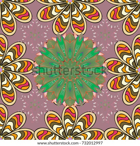 Flat Flower Elements Design Vector illustration. Seamless floral pattern with flowers, watercolor. Flowers on neutral, beige and green colors.Colour Spring Theme seamless pattern Background.