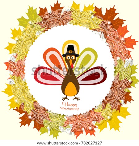 Happy Thanksgiving Day background with turkey. Vector illustration.