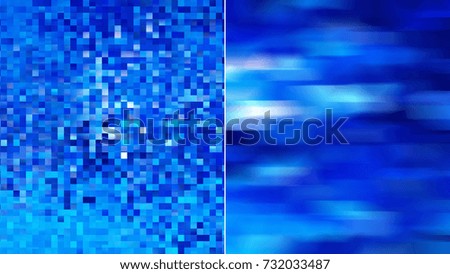 Set 2 of blue abstract backgrounds digital illustration.