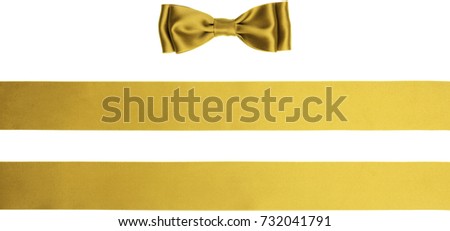 Set of golden gift silk ribbon bows isolated on white 