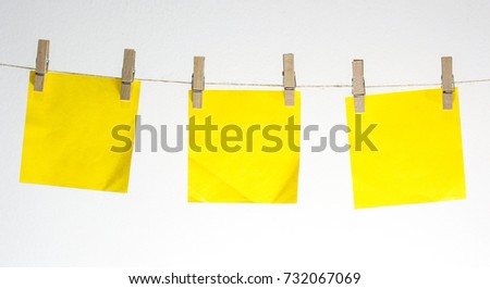 paper cards hanging rope isolated on white background