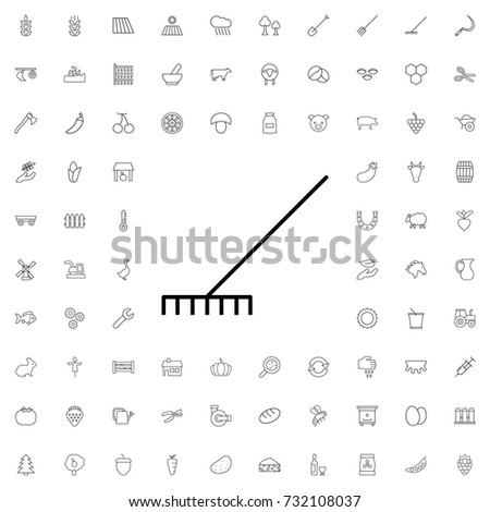 Rake icon. set of outline agriculture icons.