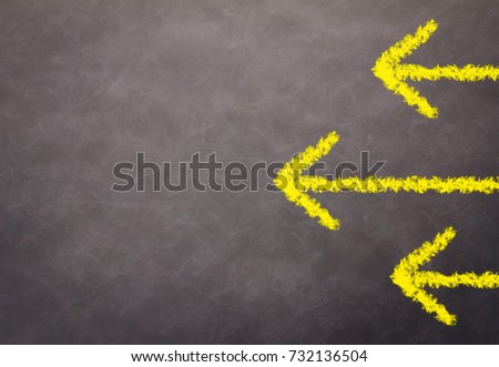 yellow arrow draw line direction ideas concept on black chalk board with free copyspace for your creativity ideas texts