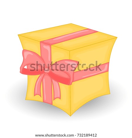 Colorful wrapped gift box.Beautiful Christmas and new-year present box with overwhelming bow. Vector illustration