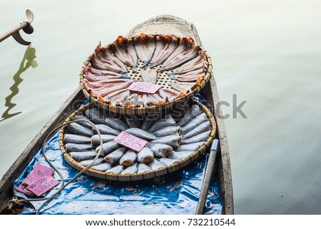 Dried fish on boat.