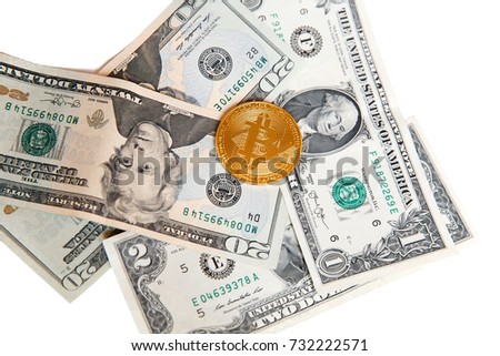 Bitcoin on the icon dollar background