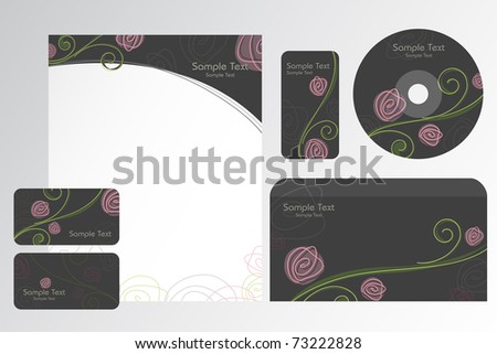 illustration of business template with business card,cd cover and letter head