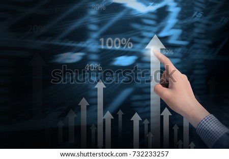 Investment concept,businessman with financial symbols coming from hand