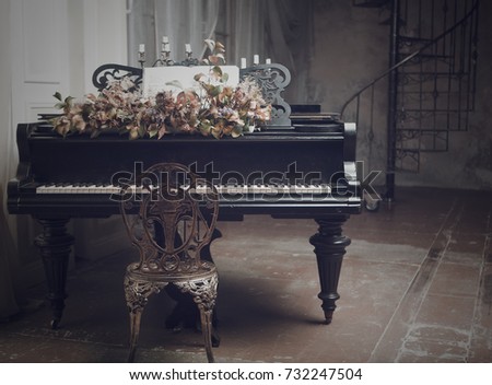  black grand piano in the interior