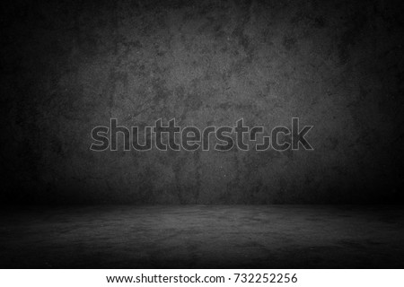 Dark room wall background.Black wall and floor interior background.