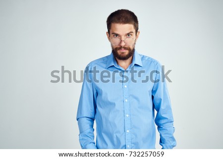 business man in blue shirt studio                               