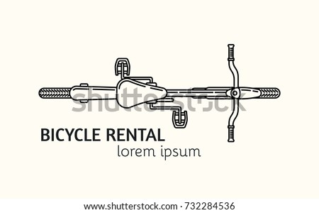 Unique outline style vector logotype template with bicycle view from top. Editable Stroke Vector Icon. Clean and minimalist symbol perfect for your business. Active lifestyle concept.
