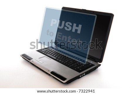 Wide laptop on white background