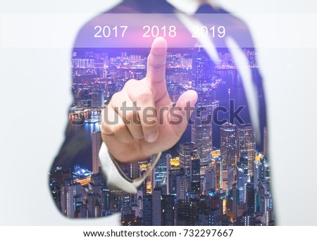 Businessman welcome year 2018. Business new year card concept soft focus picture