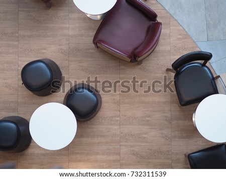 top view tables and  chairs Royalty-Free Stock Photo #732311539
