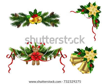 Christmas decoration evergreen trees and bell
