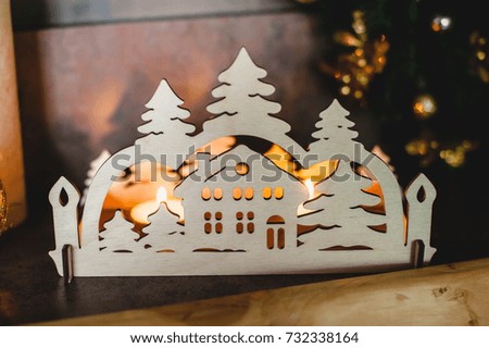 hand made wooden silhouette Christmas theme  