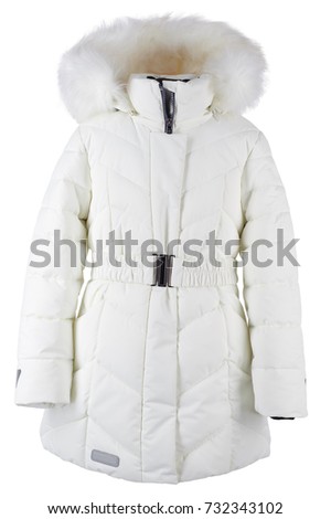 White winter jacket back and front view