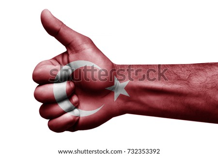 Flags written on hands turkey, turkey Flag, turkey counter, Hand with thumbs, yes symbol,