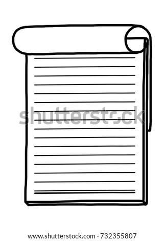 notebook / cartoon vector and illustration, black and white, hand drawn, sketch style, isolated on white background.