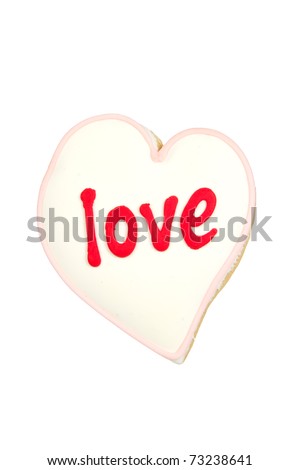 Heart Shaped "Love" Cookie Isolated on White Background