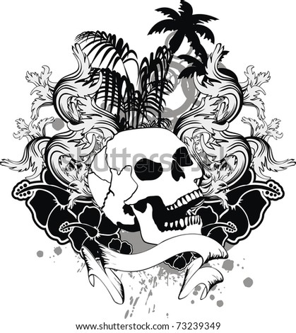 heraldic tropical skull ornament in vector format