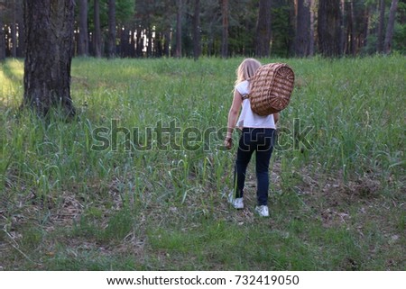 little girl in a pine forest