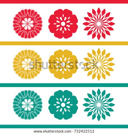 flowers icons set vector