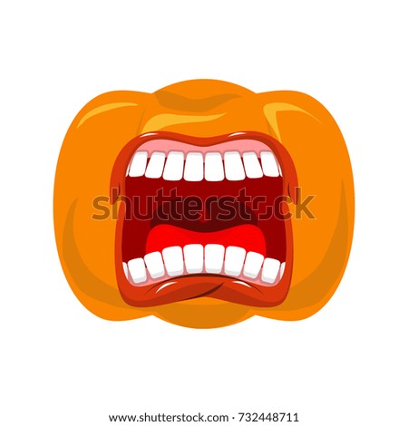 Pumpkin screams  open mouth for Halloween. pumpkin shout. Vector illustration
