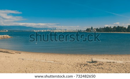 Wide Shot of Vancouver Skyline From the Beach