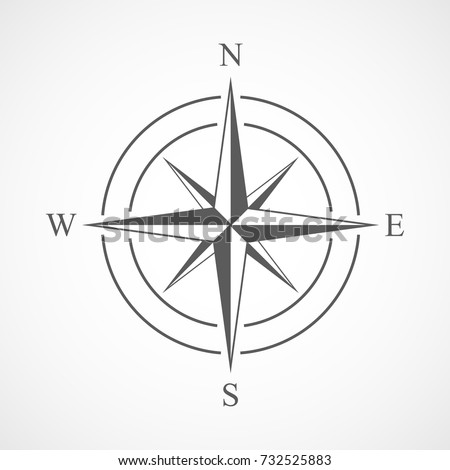 Compass icon in flat design. Vector illustration. Compass icon, isolated on light background