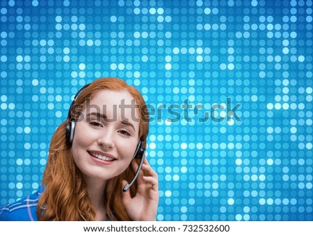 Digital composite of Customer care service woman with blue background