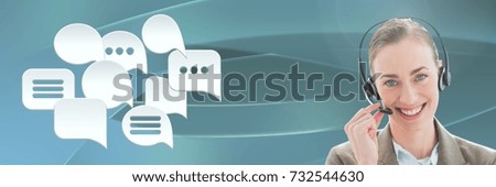 Digital composite of Customer care service woman with Chat bubbles