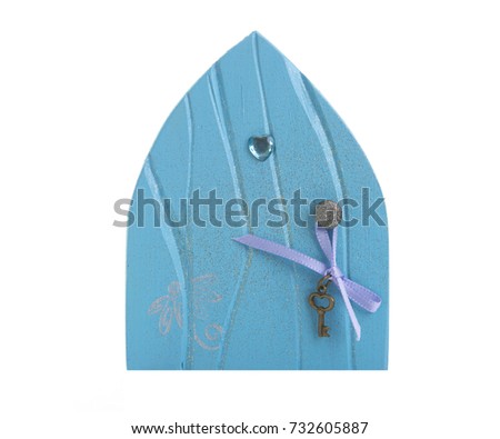 Blue Fairy Door on a White Background