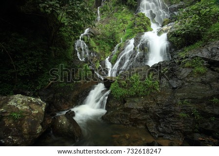 The landscape photo, beautiful waterfall in rainforest, kokedok waterfall in Saraburi, Thailand.