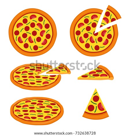 Pizza Vector Set Design Image. Pizza Slice Vector Set