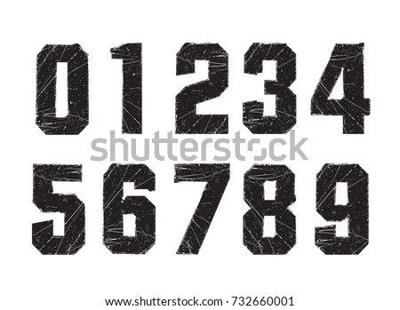Set of grunge numbers.Vector dirty numbers.