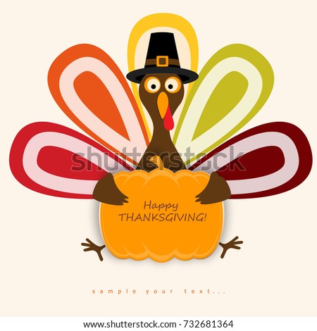 Happy Thanksgiving Day background with turkey. Vector illustration.