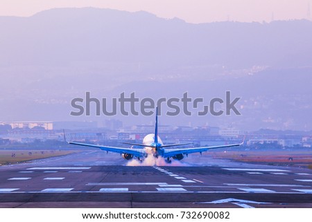 Passenger airplane landing