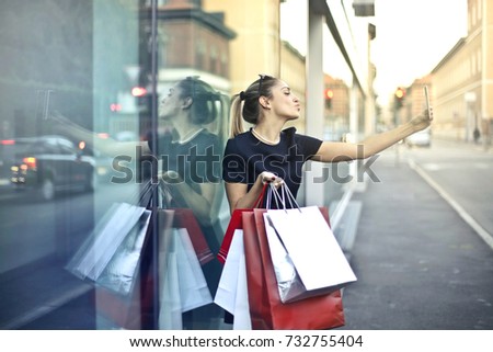 Shopping addicted making a selfie
