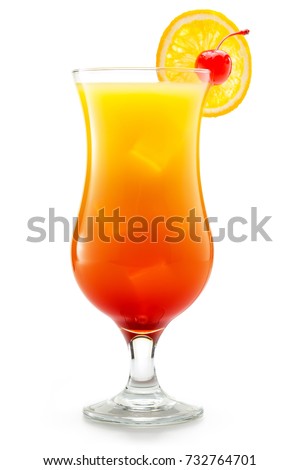 tequila sunrise cocktail glass isolated on white background Royalty-Free Stock Photo #732764701
