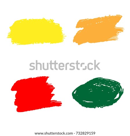 Set of Hand Painted Colorful Brush Strokes.Vector Grunge Brushes. Dirty Artistic Design Elements. Creative Design Elements. Perfect For Logo, Banner.