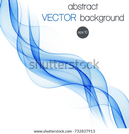 Abstract blue waves isolated on white background