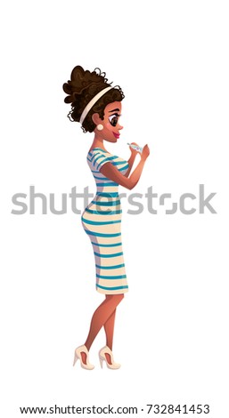  illustration of black pregnant woman. african-american pregnant woman smiling.  flat design illustration isolated on white background.