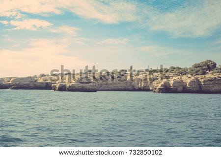 Beautiful coastline sunny natural outdoor background. Holiday inspiration photography