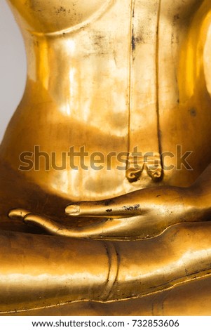 Hand of golden buddha in meditation